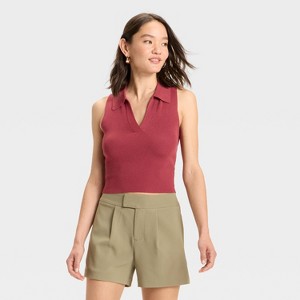 Women's Polo Collar Pullover Sweater Tank - A New Day™ - 1 of 2