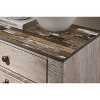 Vynxaria Contemporary Rustic Urban Chic 3-Drawer Nightstand - Patched Wood Top, Felt-Lined Drawer, Antique Brown, 29.8"W x 18.25"D x 26.13"H - 4 of 4