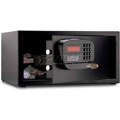 MESA MHRC916E-BLK-KA 1.2 cu ft Hotel Safe, All Steel with Electronic Lock, Keyed Alike, Black