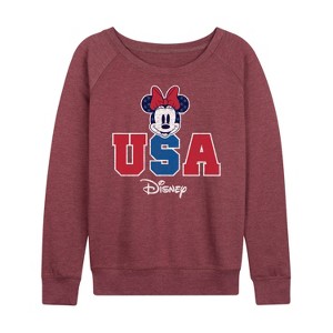 Women's - Disney - Americana Lightweight French Terry Wide Neck Long Sleeve Shirt - 1 of 4