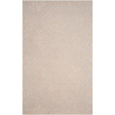 Handmade Light Blue and Taupe Tufted Wool Area Rug - 5' x 8'