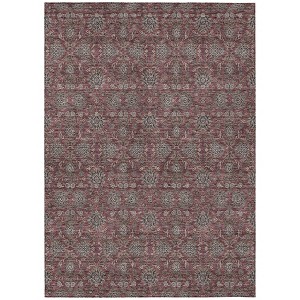 Merlot Gray And Taupe Floral Washable Indoor Outdoor Area Rug - 1 of 4