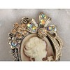 Anna-Kaci Vintage Inspired Crystal Rhinestone Victorian Lady Cameo Brooch Pin Maiden Flower Ribbon Bow Pendant - 3 of 4