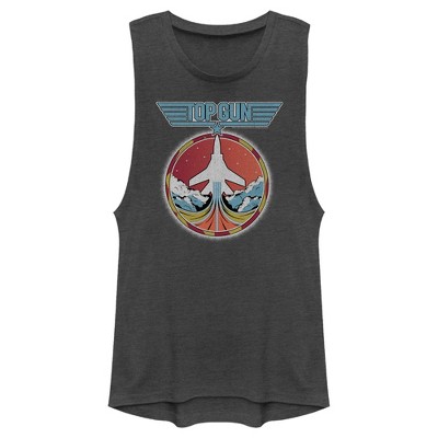 Juniors Womens Top Gun Fighter Jet Liftoff Festival Muscle Tee ...