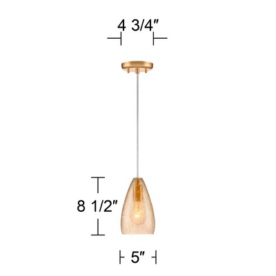 Amber Glass and Gold Mini Pendant Light