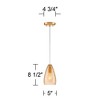 Possini Euro Design Portico Gold Mini Pendant Lighting 5" Wide Modern Amber Art Glass Shade for Dining Room Home Foyer Kitchen Island Entryway Bedroom - 4 of 4