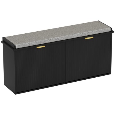 HOMCOM Shoe Bench with Padded Seat Cushion and Flip-Drawer, Entryway Bench