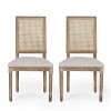 TinyHomie Set of 2 French Country Cane Back Dining Chairs, Weathered Rubberwood Frame, Fluted Legs, Upholstered Seats, Light Gray - 4 of 4