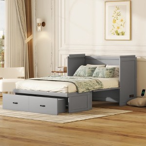 Full Size Murphy Bed with USB Port and a Large Drawer - 1 of 4