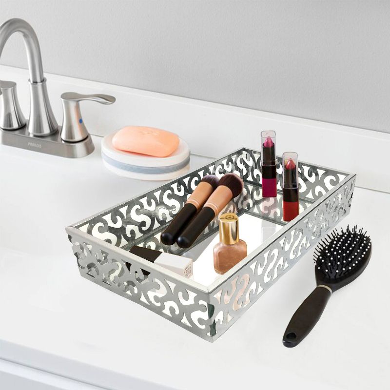 Scroll Vanity Bathroom Tray Silver - Popular Bath Popular Home, 3 of 6