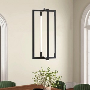 Rennnsan Thesra 24" H Rectangle Industrial LED Dimmable Chandelier in Black - 1 of 4