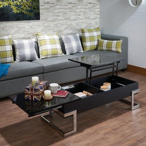 Calmam Black High Gloss & Chrome Finish Coffee Table w/ Lift Top - 1 of 1