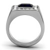Slickblue Men’s Polished Stainless Steel Ring with Montana Synthetic Glass, Oblong Shape, Size 8-13 - 3 of 4