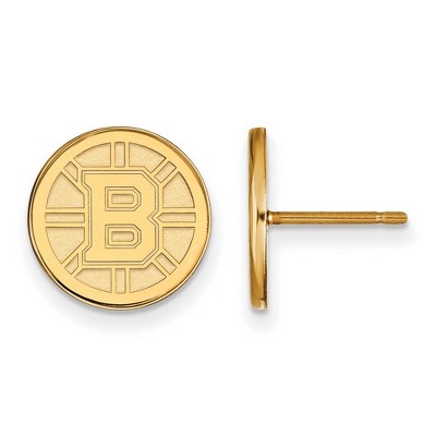 Black Bow Jewelry 10k Yellow Gold Boston Bruins NHL Stud Earrings