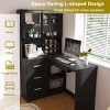 62" L Shaped Computer Desk with Hutch and LED Glass Cabinets, USB Charging Station & Storage Drawers for Home Office Corner Setup -3irtyhousy - 2 of 4