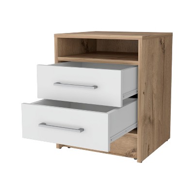 NicBex Nightstand with 2 Drawers, Bedside Table with 1 Shelf, Modern Night Stand for Bedroom Living Room