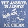 Womens Funny T Shirts The Answer Is Always Ice Cream Sarcastic Graphic Novelty Tee For Ladies - Crazy Dog Women's T Shirt - 2 of 4