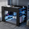 Whisen Full Size Wood Bunk Bed with Height-Adjustable Desk, Wardrobe, Ample Storage Space, RGB Light - 2 of 4