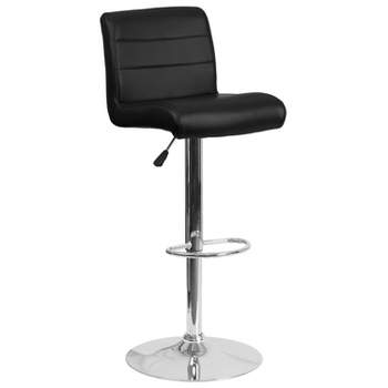 Emma and Oliver Swivel Rolled Seat Adjustable Height Barstool with Chrome Base