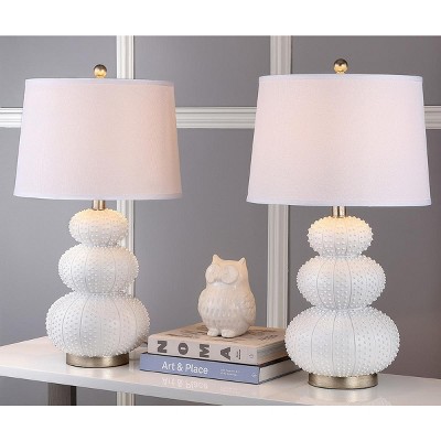 Rita White Gourd Shape Table Lamp Set with Empire Shade
