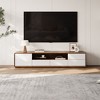 POVISON Modern Wood TV Stand, Lowline TV Console With Drawers, Open Storage, Cabinet, Walnut Veneer, Fully-Assembled, 70.87" - 2 of 4