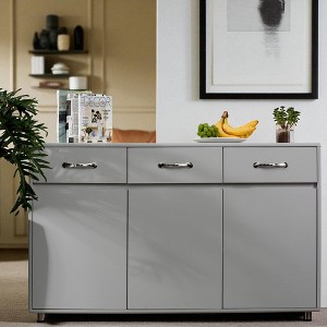 52.56" Sideboard Buffet Cabinet with 3 Doors & 3 Drawers, Modern Storage Cabinet with Shelves and Metal Legs for Living Room Dining Room Entryway - 1 of 4