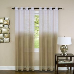 Kate Aurora Tropical Living Semi Matte Sheer Ombre Chic Grommet Top Window Curtains - 1 of 1