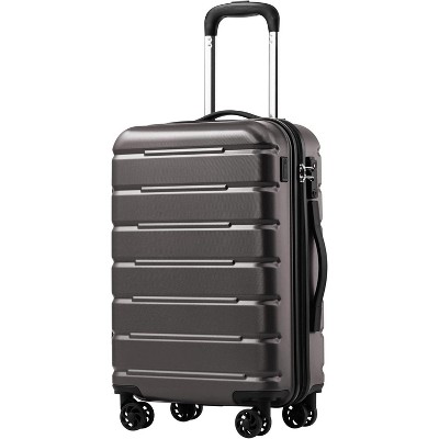 Coolife Luggage Suitcase Carry-on Spinner TSA Lock USB Port Lightweight Hardside Luggage (Gray, S(20in_carry on))