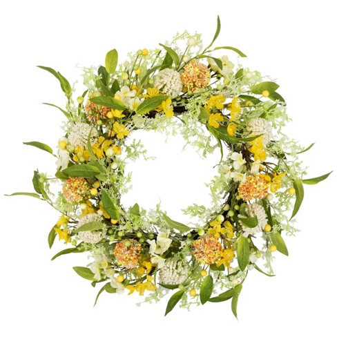 Northlight Berry and Thistle Floral Spring Wreath - 26" - Yellow and Orange - image 1 of 4