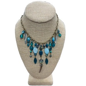 Michelle Marie Boutique's  Gemstone Cluster Bib Necklace  Tiger Eye, Blue Agate, African Turquoise, Amazonite - 1 of 4