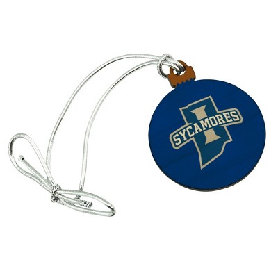 Indiana State University Primary Logo Mini Small Tiny Wood Christmas Tree Holiday Ornament