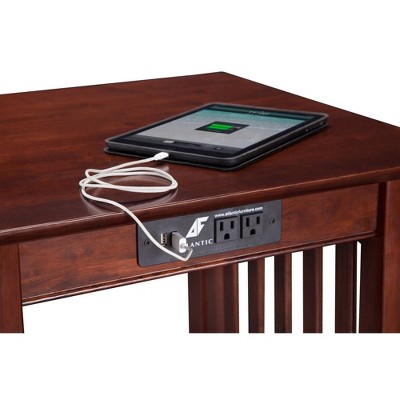 Walnut Mission Printer Stand with USB Charging Station