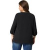Agnes Orinda Women's Plus Size Chiffon Tie Round Neck  3/4 Sleeve Elegant Work Blouses - 4 of 4