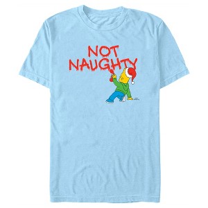 Men's The Simpsons Christmas Bart Not Naughty T-Shirt - 1 of 4