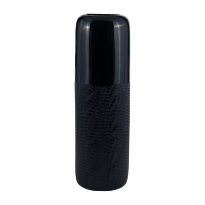 Sagebrook Home Ceramic Vase Contemporary Grooved Design Decorative Table Accent