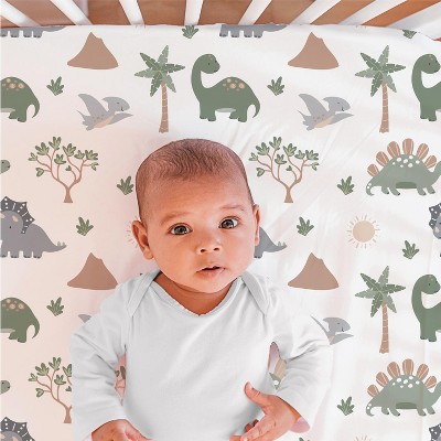 Green and Brown Dinosaur Dreams Microfiber Toddler Comforter Set
