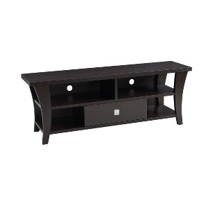 Vynxaria Modern TV Stand Cabinet - Curved Legs, 1 Drawer on Metal Glides, Divided Shelf, and 2 Cubbies - 1 of 4