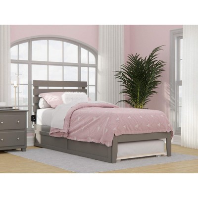 AFI Furnishings Oxford Twin Extra Long Bed with USB Turbo Charger and Twin Extra Long Trundle in Grey