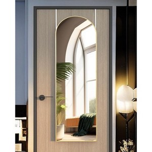 Beautyolove Arched Full Length Mirror, 64" x 21" Free Standing Floor Mirror, Modern Full Body Mirror with Stand, Gold - 1 of 4