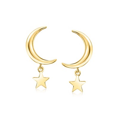 Ross-Simons Italian 10kt Yellow Gold Moon and Star Earrings
