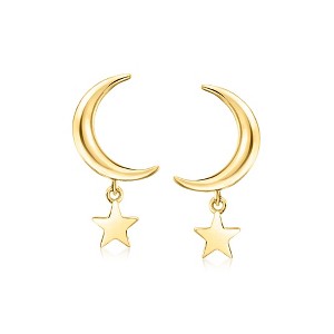 Ross-Simons Italian 10kt Yellow Gold Moon and Star Earrings - 1 of 3