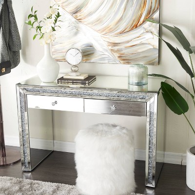 Glam Mirror And Glass Console Table Desk Silver - Olivia & May : Target