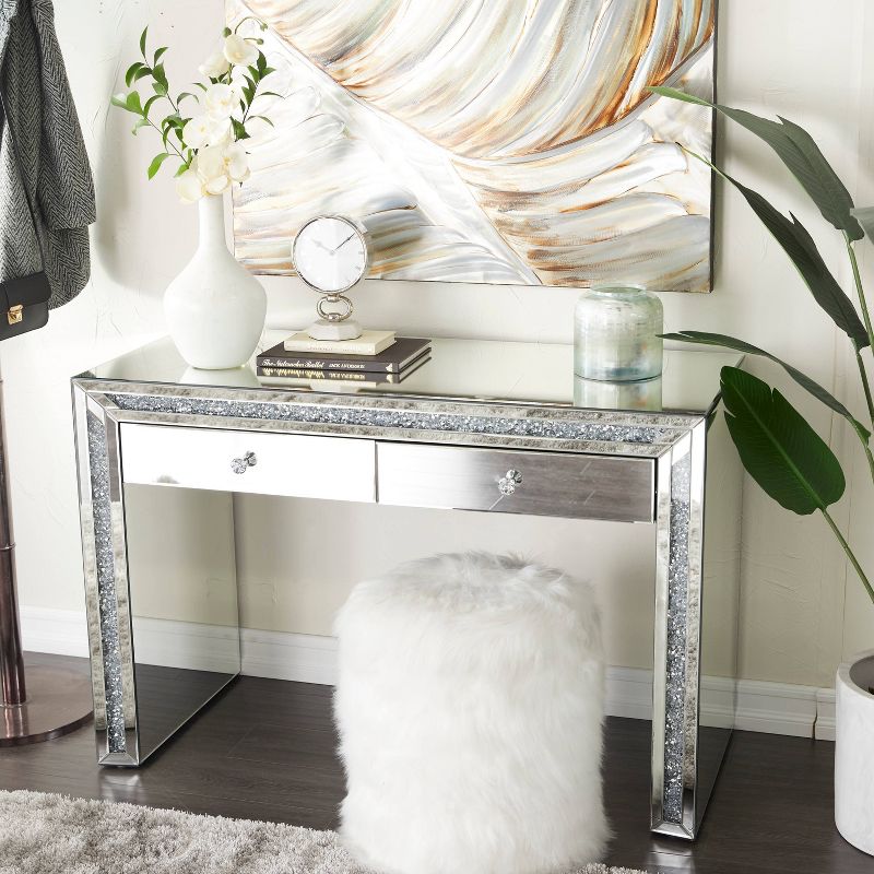 Glam Mirror and Glass Console Table Desk Silver - Olivia &#38; May, 1 of 30