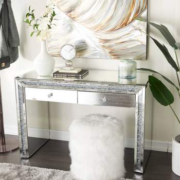 Glam Mirror and Glass Console Table Desk Silver - Olivia & May