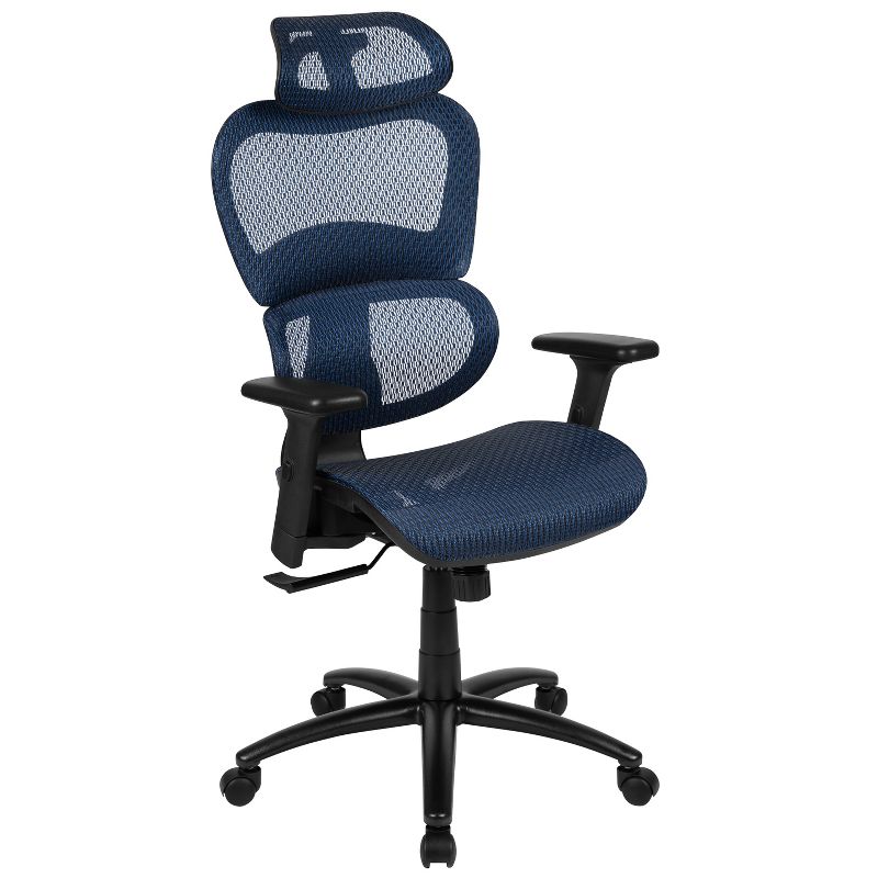 Flash Furniture Ergonomic Mesh Office Chair with 2-to-1 Synchro-Tilt, Adjustable Headrest, Lumbar Support, and Adjustable Pivot Arms, 1 of 14