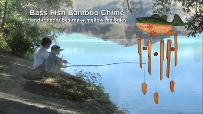 Handcrafted Bamboo Bass Fish Wind Chime for Outdoor Decor