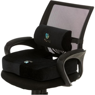 FOMI Black Memory Foam Seat Cushion and Lumbar Support Set