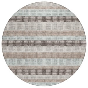 Taupe And Ivory Striped Washable Indoor Outdoor Area Rug - 1 of 4