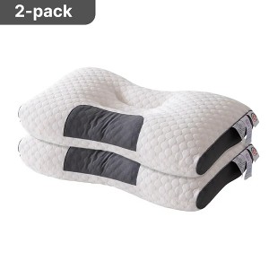 Rbied 3D Knitted Cotton Massage Pillow Cervical Pillow for Sleeping Side Back Stomach Sleeper (2 pack) - 1 of 4