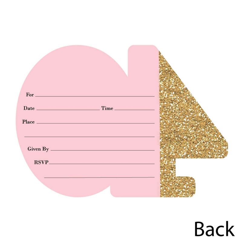 Big Dot of Happiness Chic 40th Birthday - Pink, Black and Gold - Shaped Fill-in Invites - Birthday Party Invitation Cards with Envelopes - Set of 12, 4 of 7